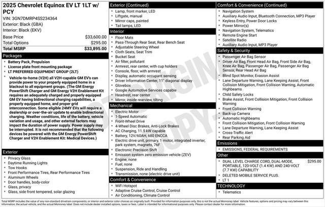 new 2025 Chevrolet Equinox EV car, priced at $29,290
