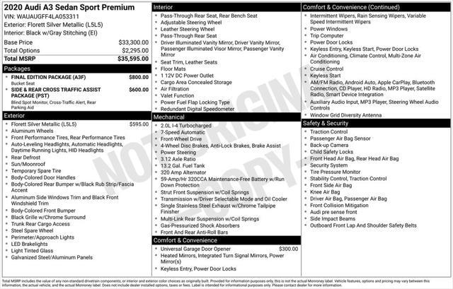 used 2020 Audi A3 car, priced at $16,490