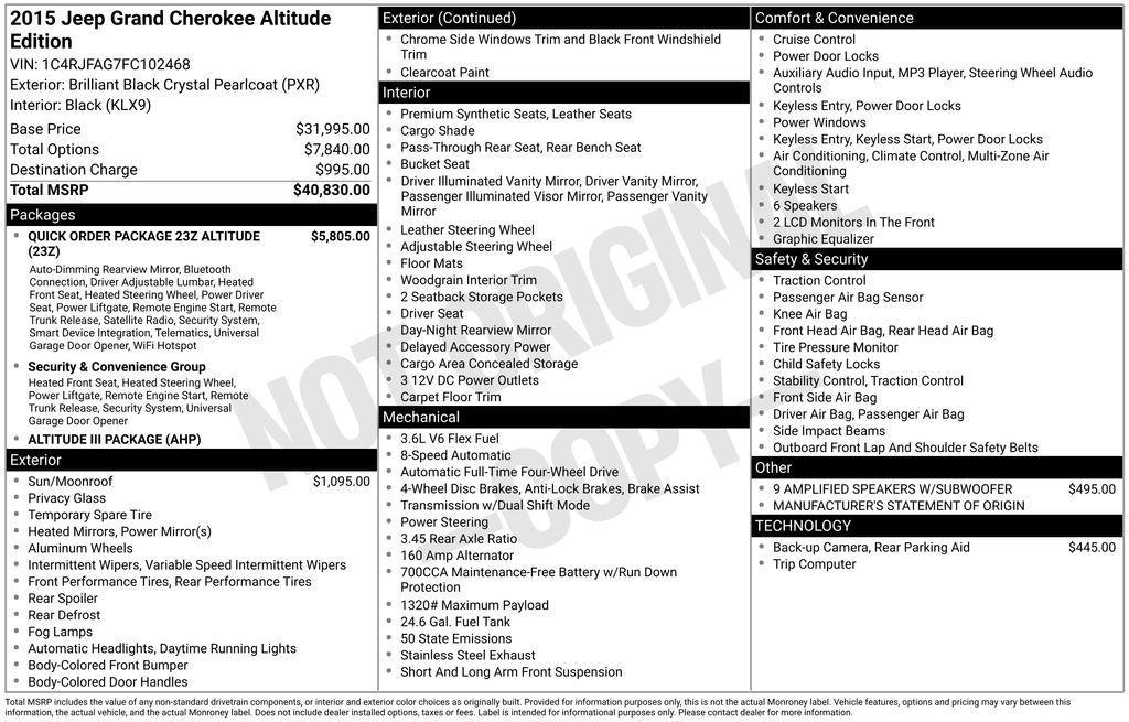 used 2015 Jeep Grand Cherokee car, priced at $13,990