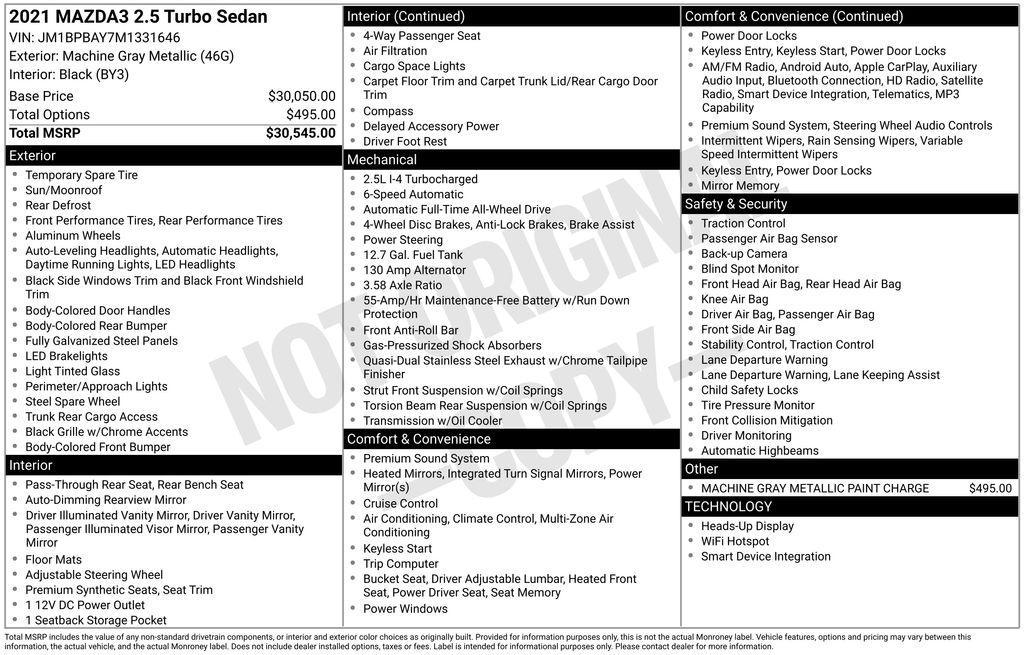 used 2021 Mazda Mazda3 car, priced at $19,990