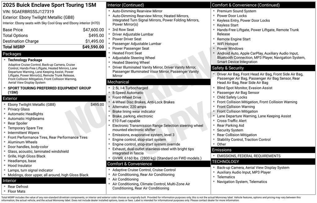 used 2025 Buick Enclave car, priced at $39,490