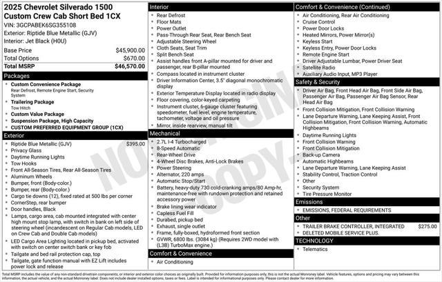 new 2025 Chevrolet Silverado 1500 car, priced at $31,415