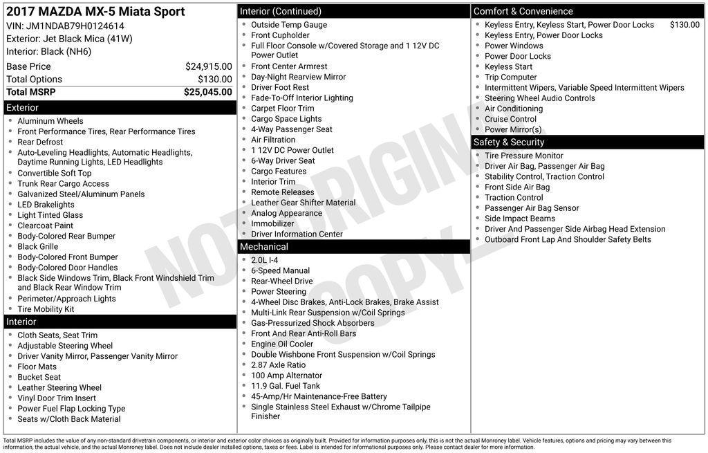 used 2017 Mazda MX-5 Miata car, priced at $16,990