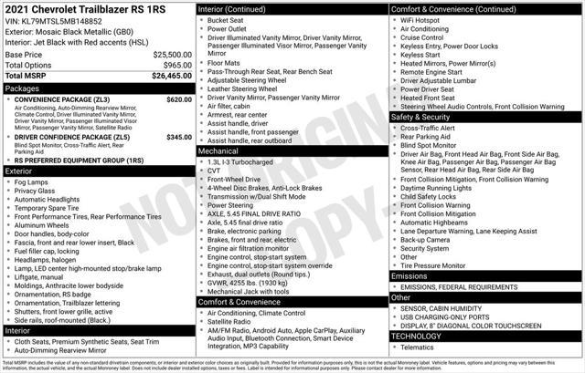 used 2021 Chevrolet TrailBlazer car, priced at $16,990