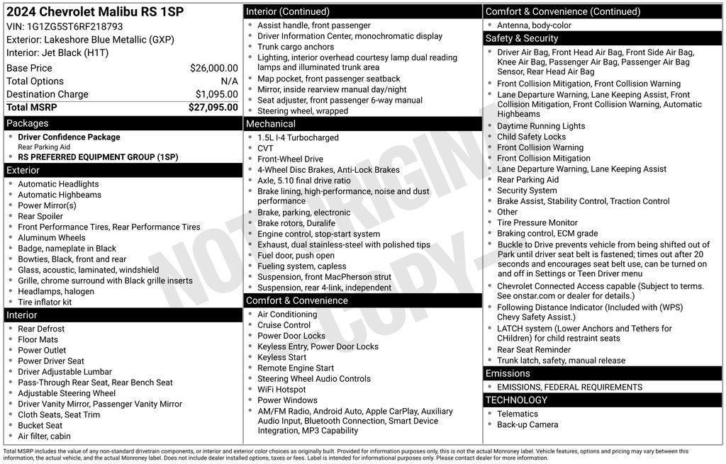 used 2024 Chevrolet Malibu car, priced at $18,490