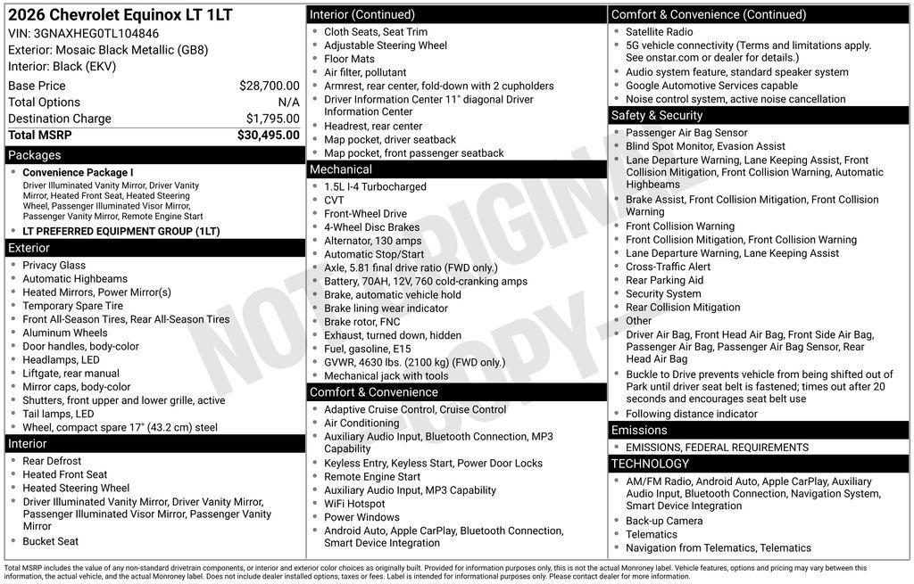 new 2026 Chevrolet Equinox car, priced at $22,995