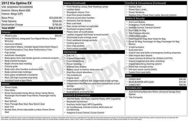 used 2012 Kia Optima car, priced at $5,650