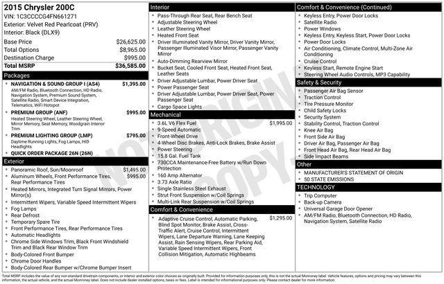 used 2015 Chrysler 200 car, priced at $5,794