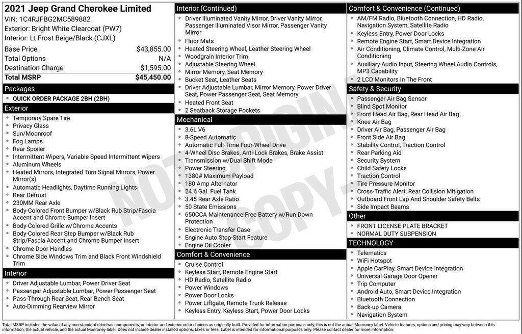 used 2021 Jeep Grand Cherokee car