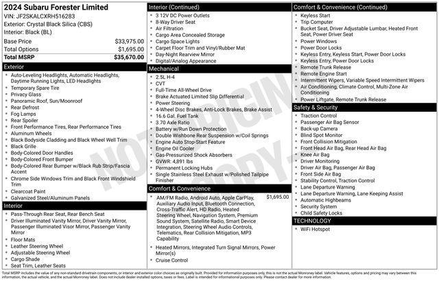 used 2024 Subaru Forester car, priced at $37,600