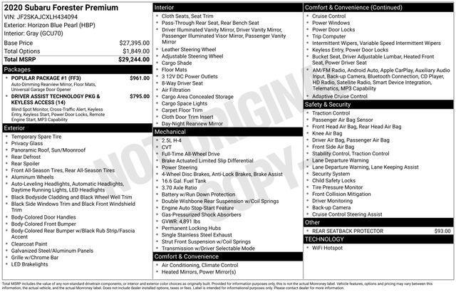 used 2020 Subaru Forester car, priced at $19,250