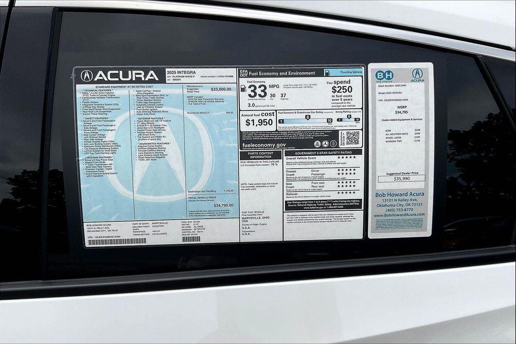 new 2025 Acura Integra car, priced at $35,694