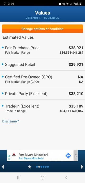 used 2018 Audi TTS car, priced at $35,550