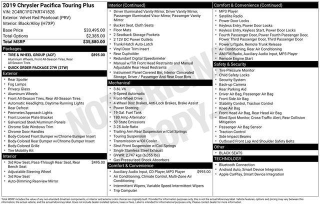used 2019 Chrysler Pacifica car, priced at $25,395