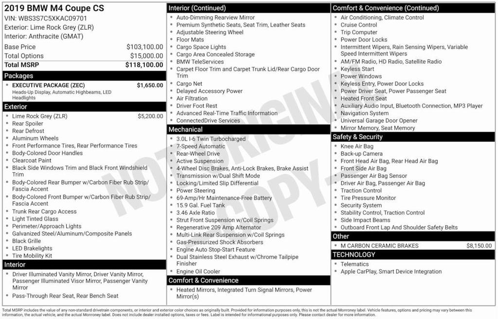 used 2019 BMW M4 car, priced at $66,995