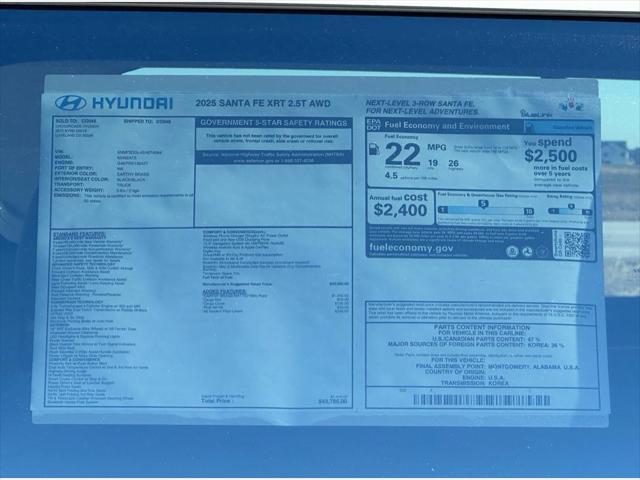 new 2025 Hyundai Santa Fe car, priced at $43,035