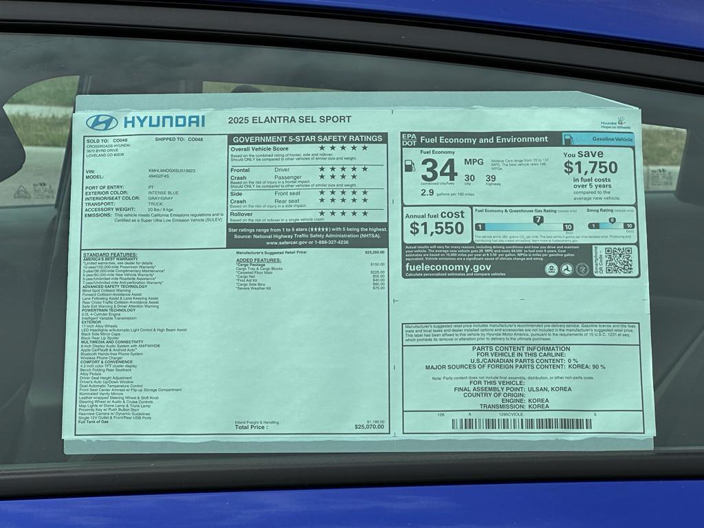 new 2025 Hyundai Elantra car, priced at $23,184