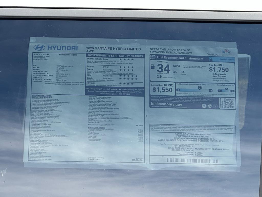 new 2025 Hyundai Santa Fe car, priced at $46,363
