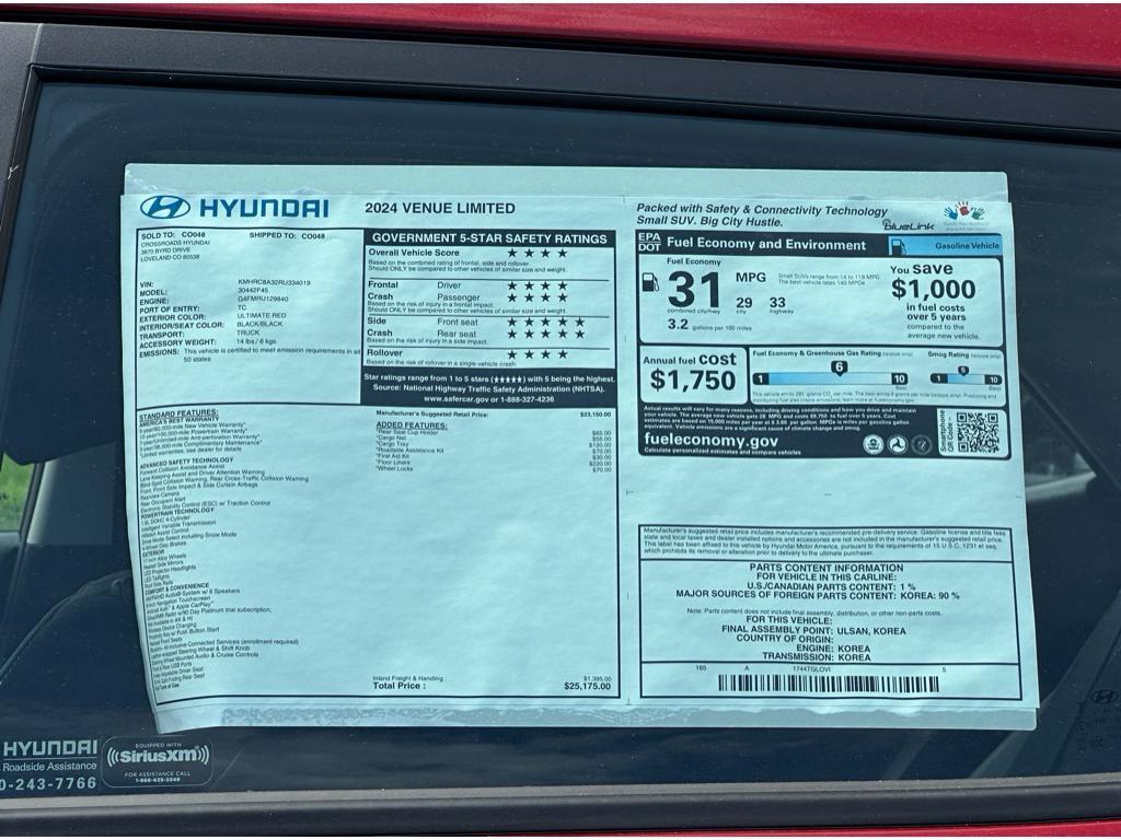 used 2024 Hyundai Venue car, priced at $24,176