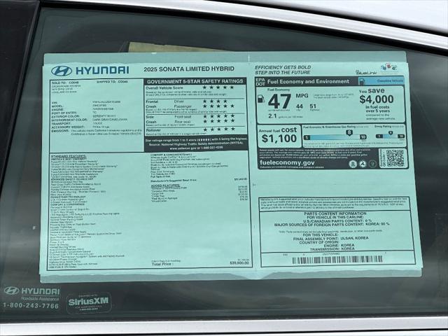 new 2025 Hyundai Sonata Hybrid car, priced at $39,640