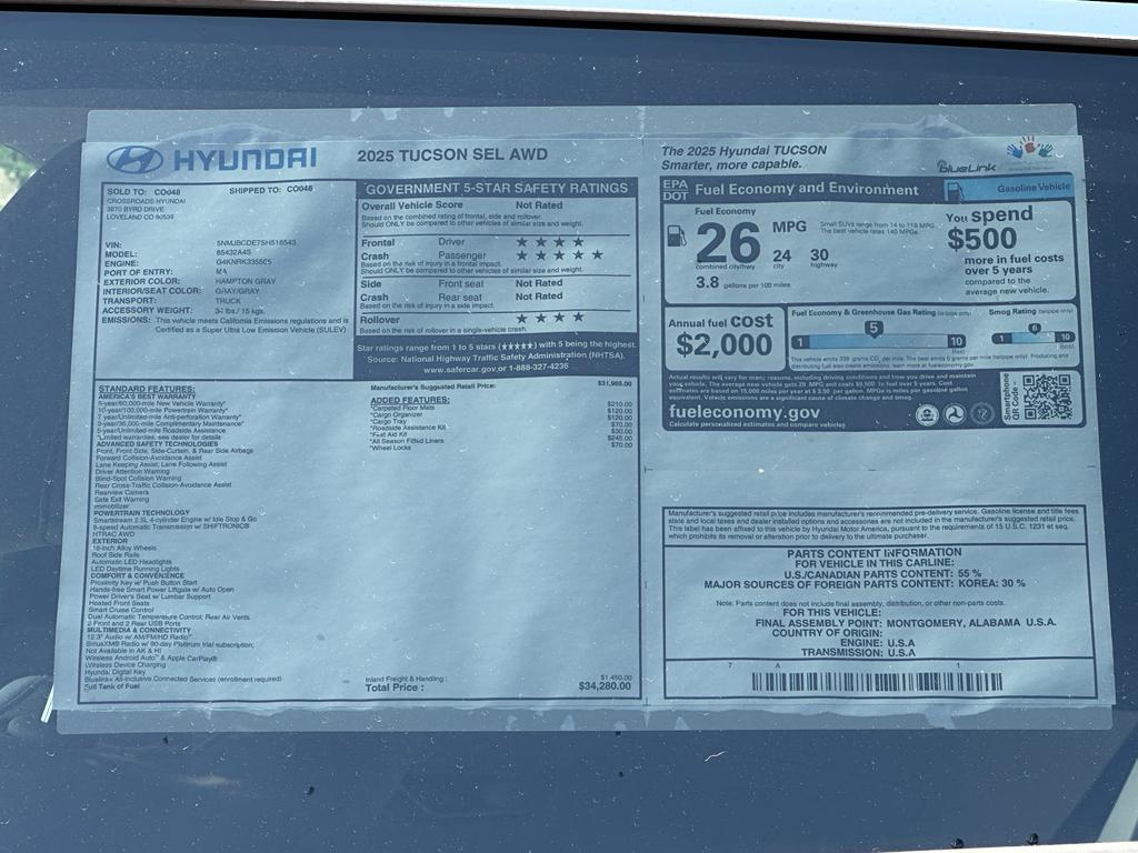 used 2025 Hyundai Tucson car, priced at $31,279