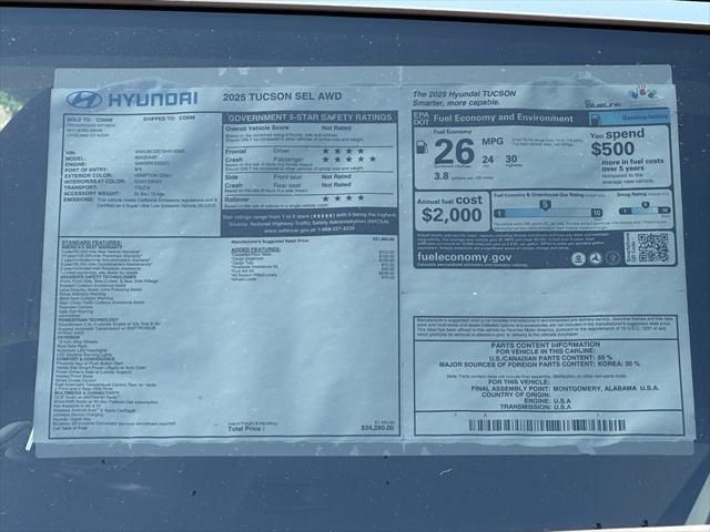 new 2025 Hyundai Tucson car, priced at $33,351