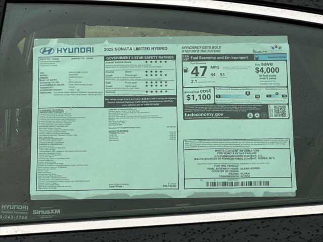 new 2025 Hyundai Sonata Hybrid car, priced at $37,017