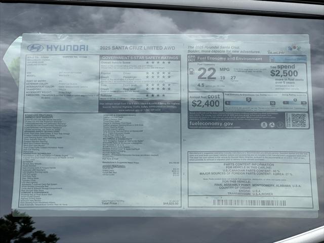 new 2025 Hyundai SANTA CRUZ car, priced at $43,454
