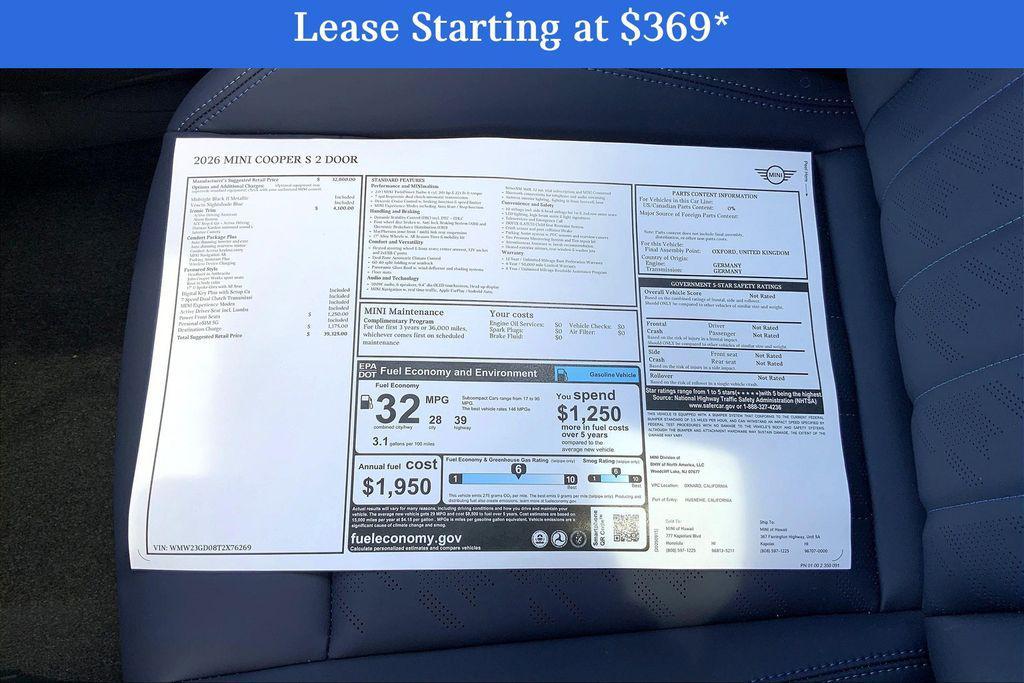 new 2026 MINI Hardtop car, priced at $39,325
