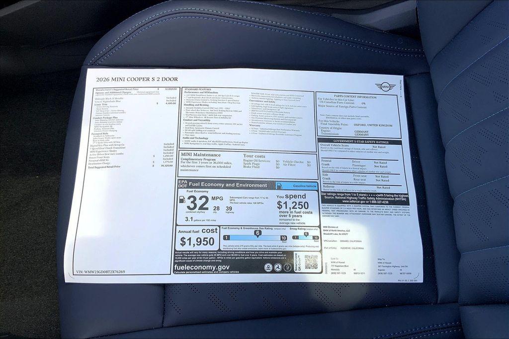 new 2026 MINI Hardtop car, priced at $39,325
