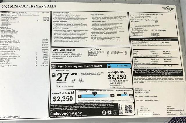 new 2025 MINI Countryman car, priced at $43,945