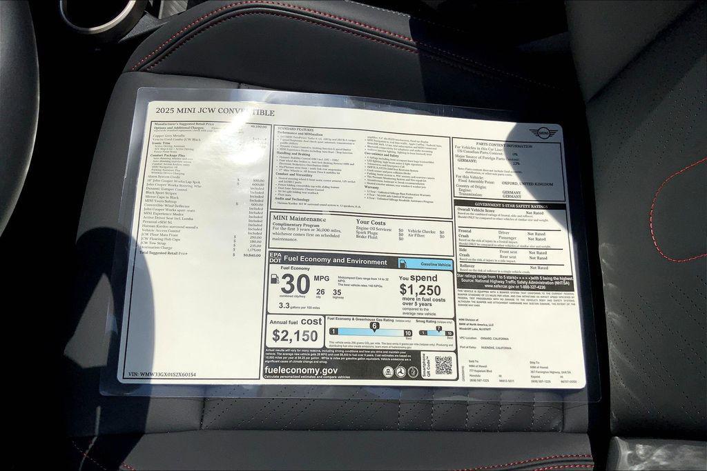 new 2025 MINI Convertible car, priced at $54,390