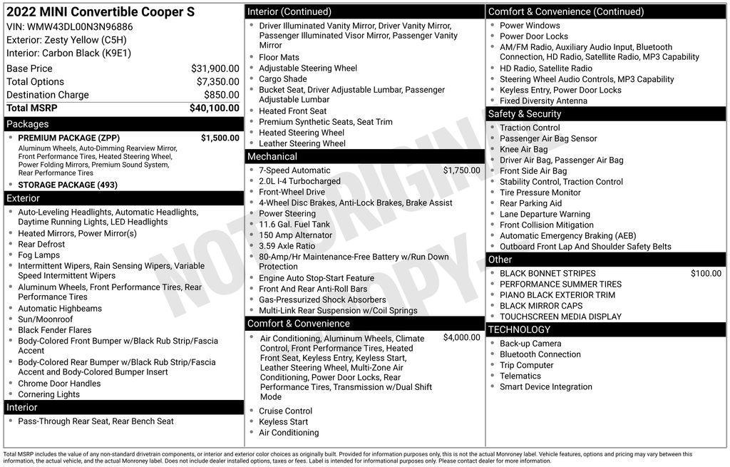 used 2022 MINI Convertible car, priced at $29,495