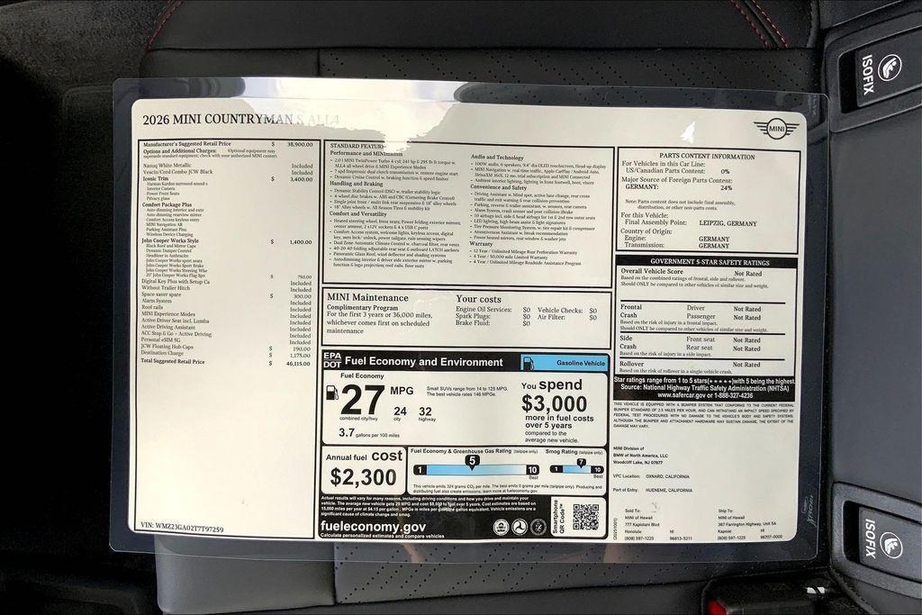 new 2026 MINI Countryman car, priced at $46,115