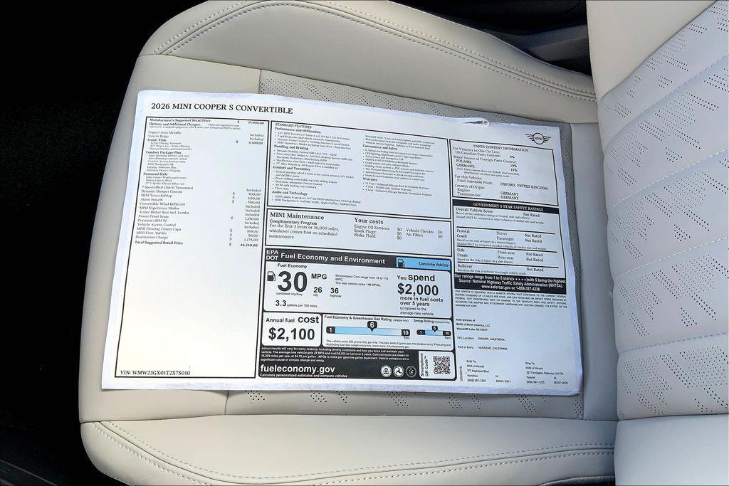 new 2026 MINI Convertible car, priced at $46,240