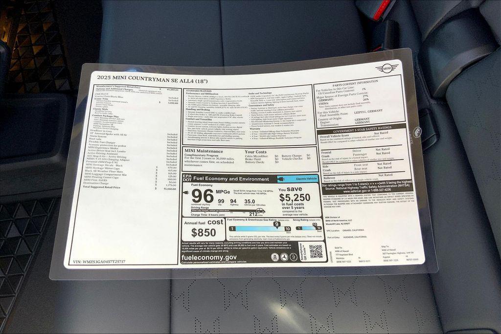 new 2025 MINI Countryman car, priced at $51,160