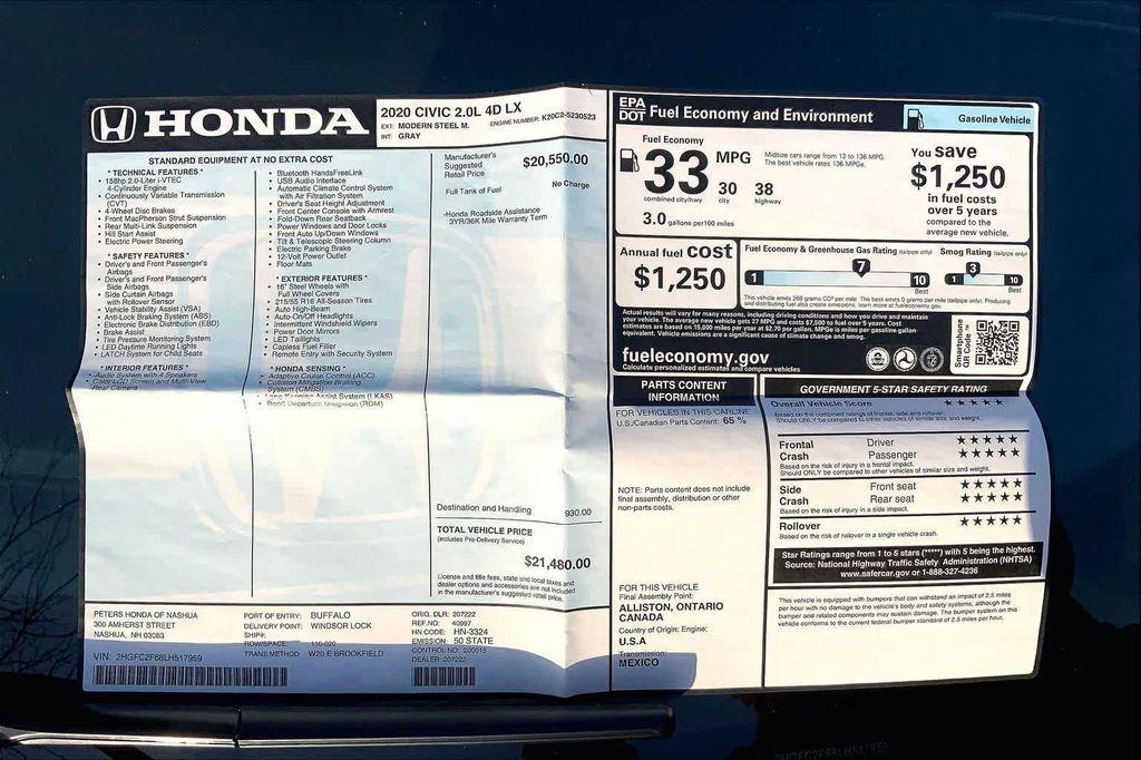 used 2020 Honda Civic car, priced at $18,889