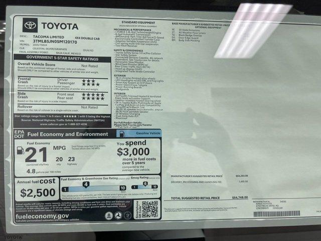 new 2025 Toyota Tacoma car, priced at $54,748