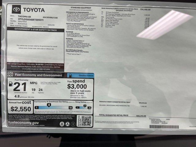 new 2024 Toyota Tacoma car, priced at $42,313