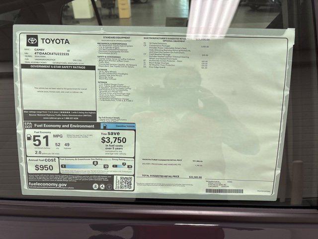 new 2026 Toyota Camry car, priced at $32,083