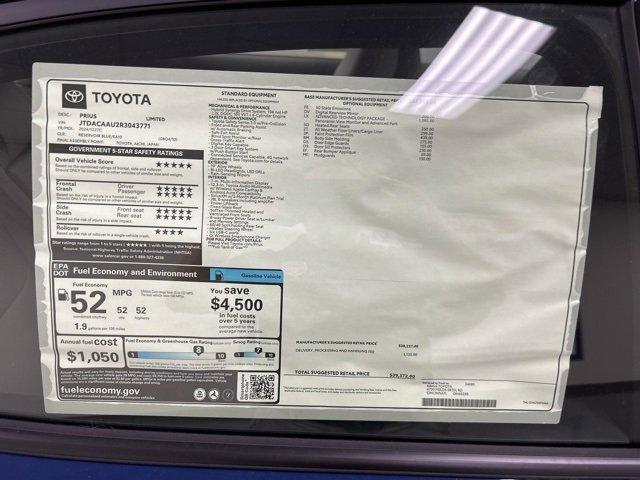 new 2024 Toyota Prius car, priced at $39,372