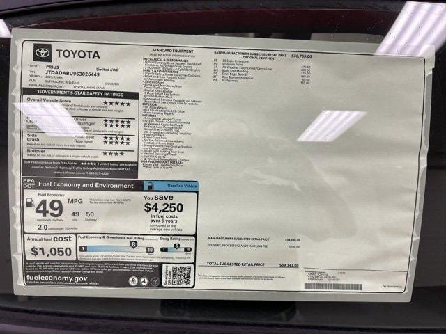 new 2025 Toyota Prius car, priced at $38,843