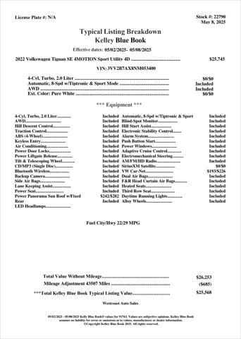 used 2022 Volkswagen Tiguan car, priced at $22,261
