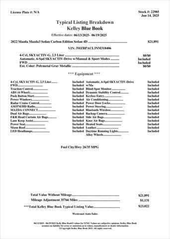 used 2022 Mazda Mazda3 car, priced at $21,283
