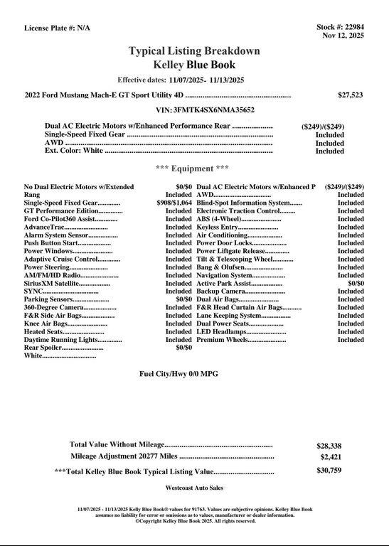 used 2022 Ford Mustang Mach-E car, priced at $29,005