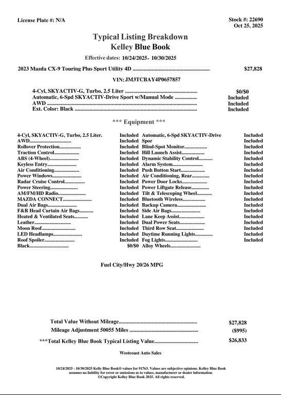 used 2023 Mazda CX-9 car, priced at $23,031