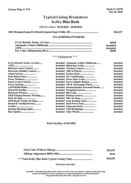 used 2022 Hyundai Santa Fe car, priced at $25,339