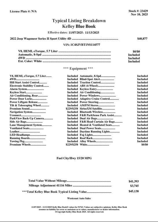 used 2022 Jeep Wagoneer car, priced at $38,374