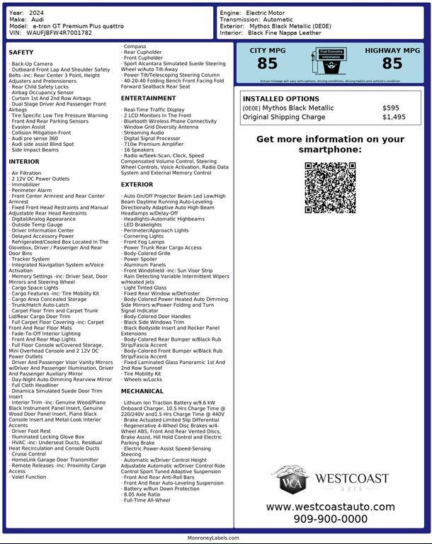 used 2024 Audi e-tron GT car, priced at $59,138