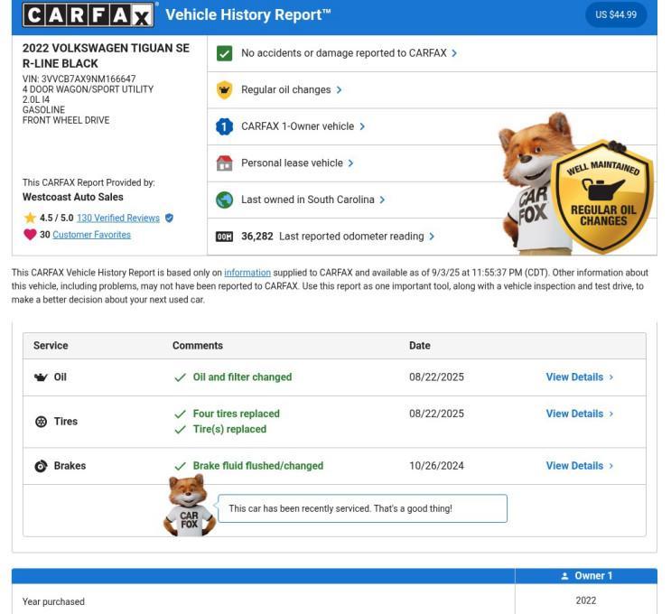 used 2022 Volkswagen Tiguan car, priced at $22,512